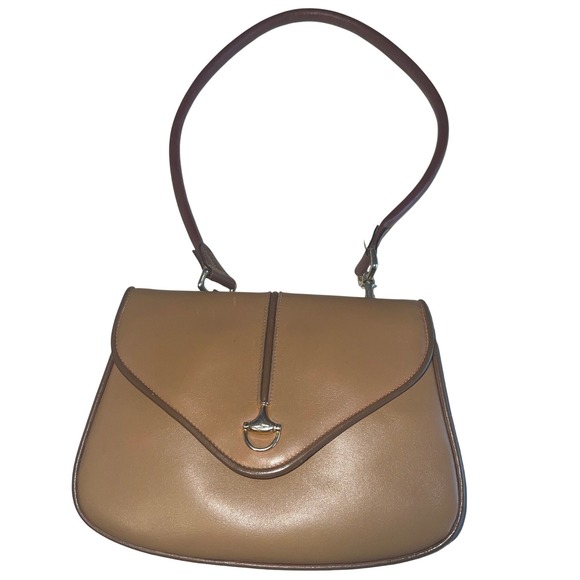 Vintage Gucci Brown Leather Shoulder Handbag Horsebit Accent Made in Italy